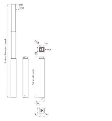 24V DC Telescopic Actuators 700N 35mm/s High Speed For Furniture