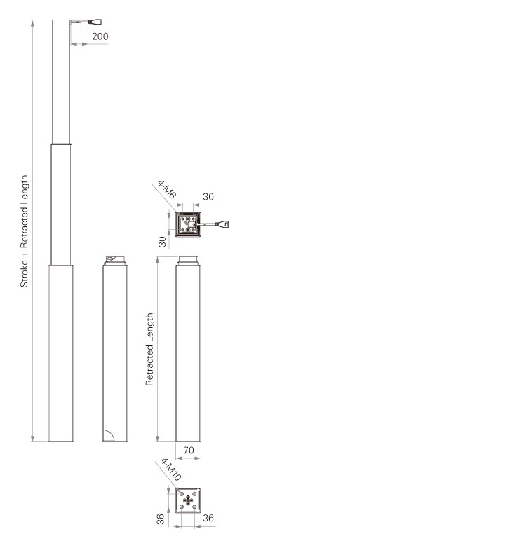 24V DC Telescopic Actuators 700N 35mm/s High Speed For Furniture