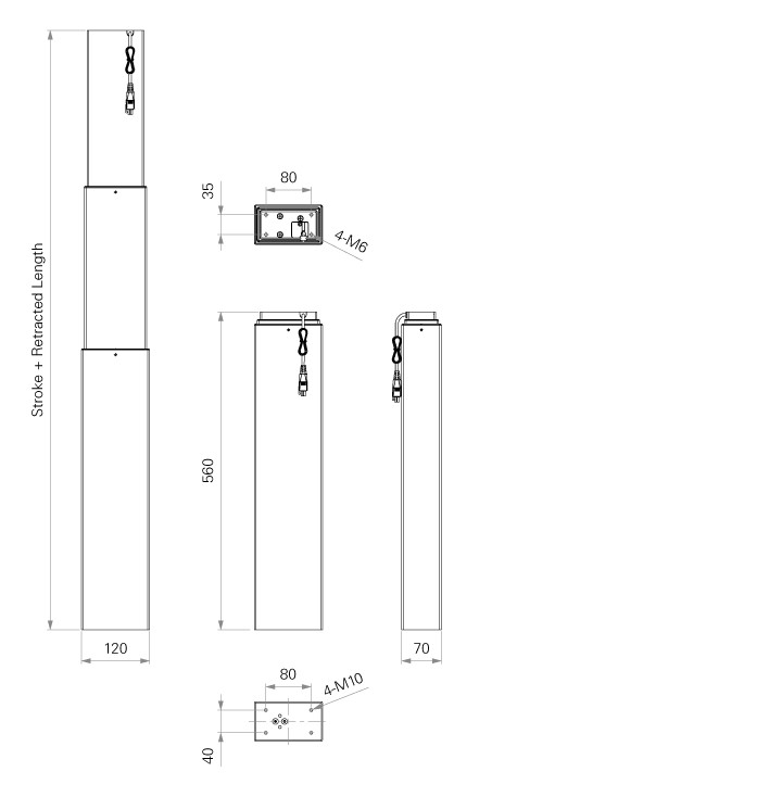 1235mm Fully Length Telescoplic Lifting Columns Synchronize Control System W/ Protection