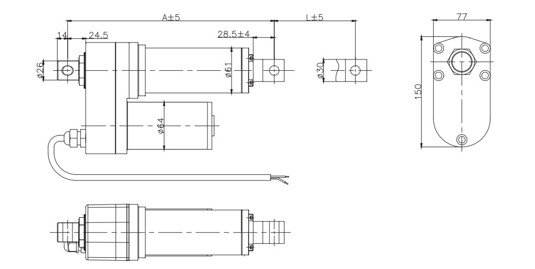 Heavy-duty 24V Waterproof Actuators 400Kg Load w/ Clutch Protection Position Feedback