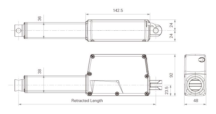 12/24V DC 6000N Thrust Electric Cylinder Linear Motion Waterproof IP66 25-600mm