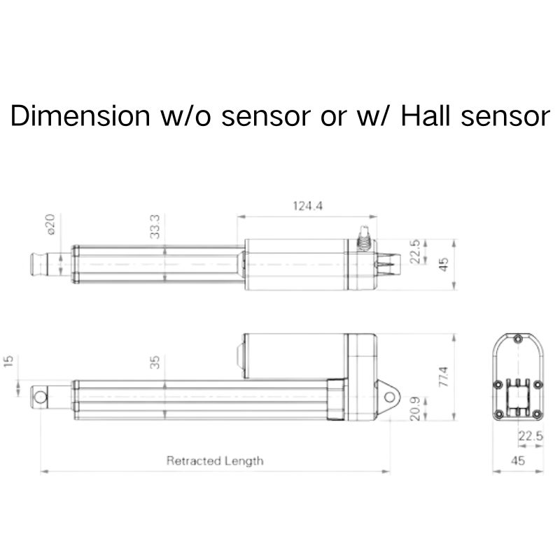 Long Stroke Customizable DC Actuator IP66 Outdoor 350kg Light Industrial Use